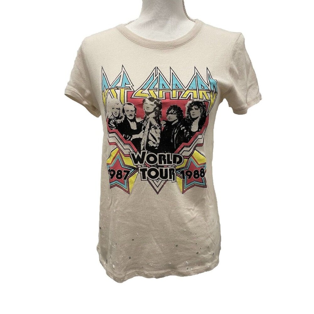 CHASER Def Leppard World Tour Concert Graphic Tee Au Lait Cotton Size M